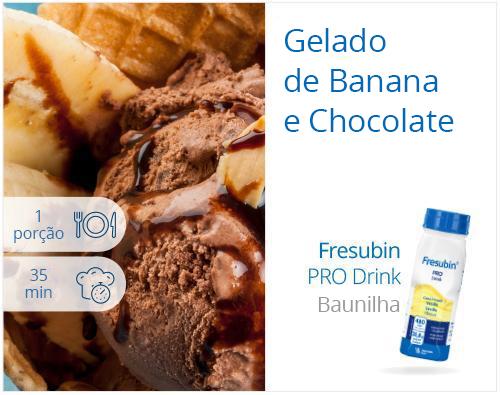 Gelado de banana e chocolate
