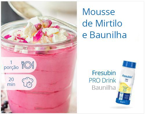 Mousse de mirtilo e baunilha