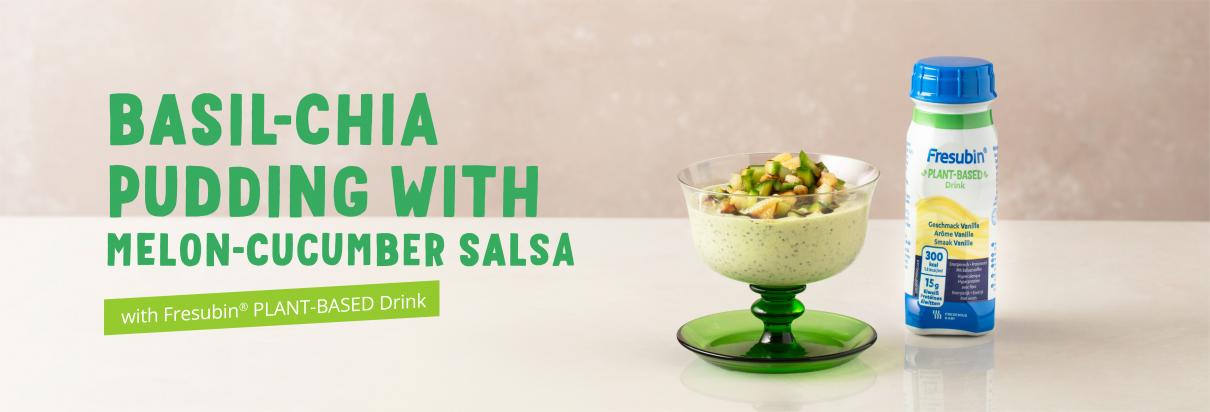 Basil-Chia Pudding with Melon- Cucumber Salsa