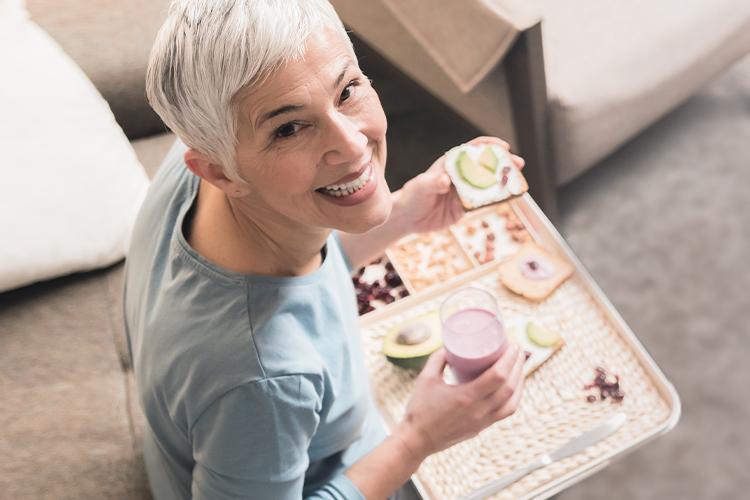 Woman having breakfast