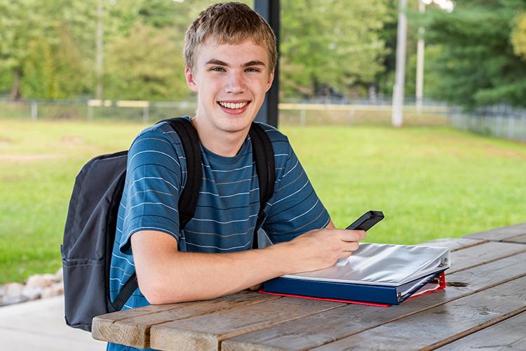 Student with backpack