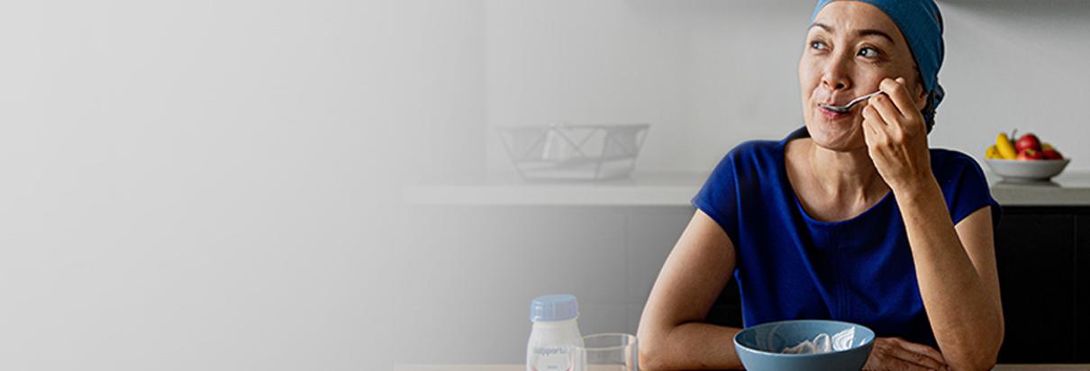 Woman eating breakfast
