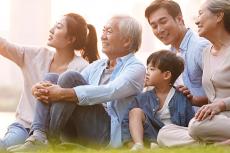 family together in the park
