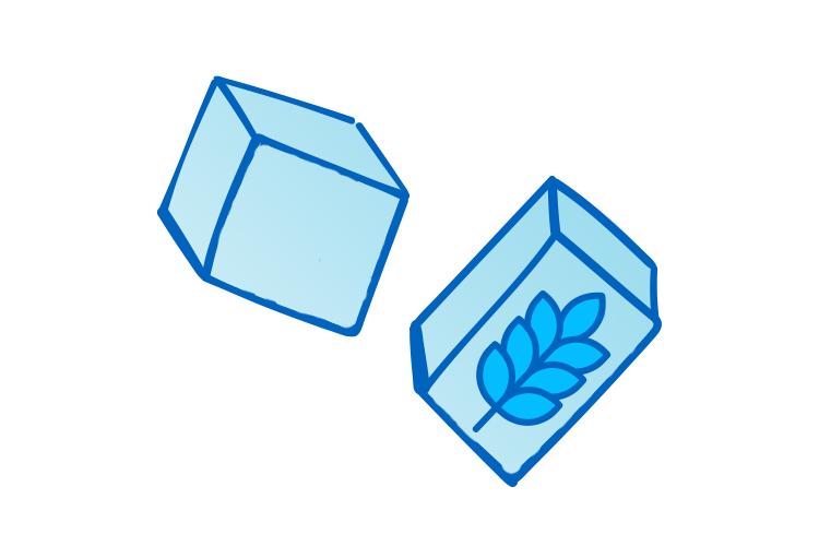 Grafik von Bausteinklötzen: Ein Baustein zeigt ein Getreidesymbol.