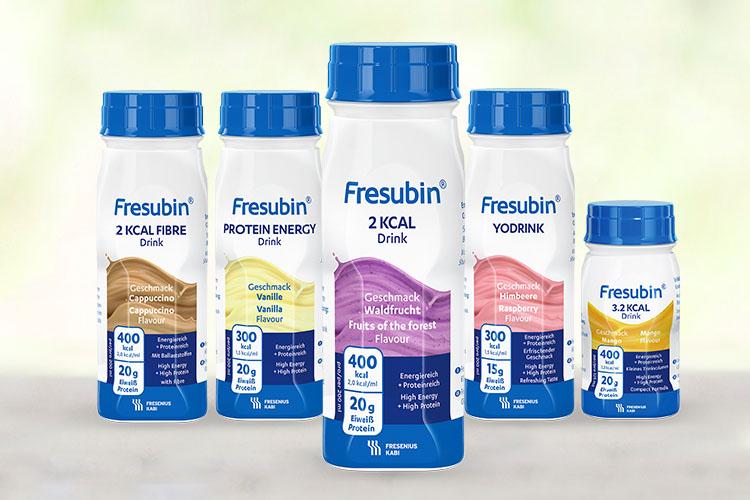 Fresubin Trinknahrung in mehreren Geschmacksrichtungen - verlinkt zum Produktfinder (Produkte)