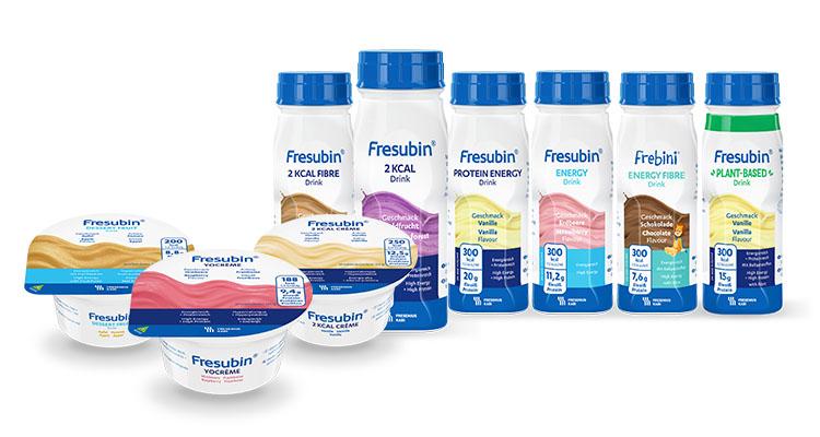 Vielfalt der Fresubin Produkte - Trinknahrungen und Crèmes