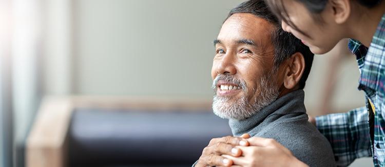 senior smiling at woman