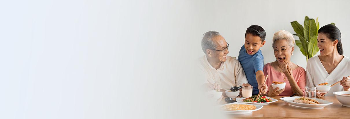family having lunch